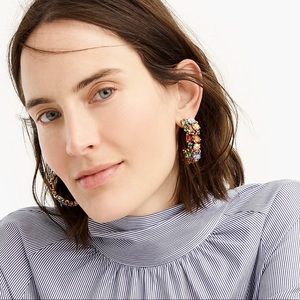 J.CREW Crystal Cluster Hoop Earrings NWT Multi